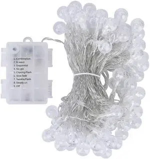 Fresh Fab Finds 32.8FT Battery Globe String Lights w/ 8 Modes & Remote Waterproof Decor - White - One size Fresh Fab Finds 32.8FT Battery Globe String Lights w/ 8 Modes & Remote Waterproof Decor - White - One size