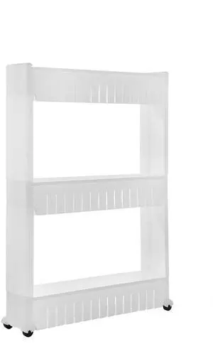 Fresh Fab Finds Slim 3-Tier Storage Cart Rolling Shelf for Narrow Space Kitchen Bathroom - White - 3-Tier Fresh Fab Finds Slim 3-Tier Storage Cart Rolling Shelf for Narrow Space Kitchen Bathroom - White - 3-Tier