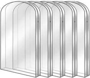 Fresh Fab Finds 5Pk 40in Garment Bags Clear Waterproof Hanging Dustproof Suit Covers - Black - Small