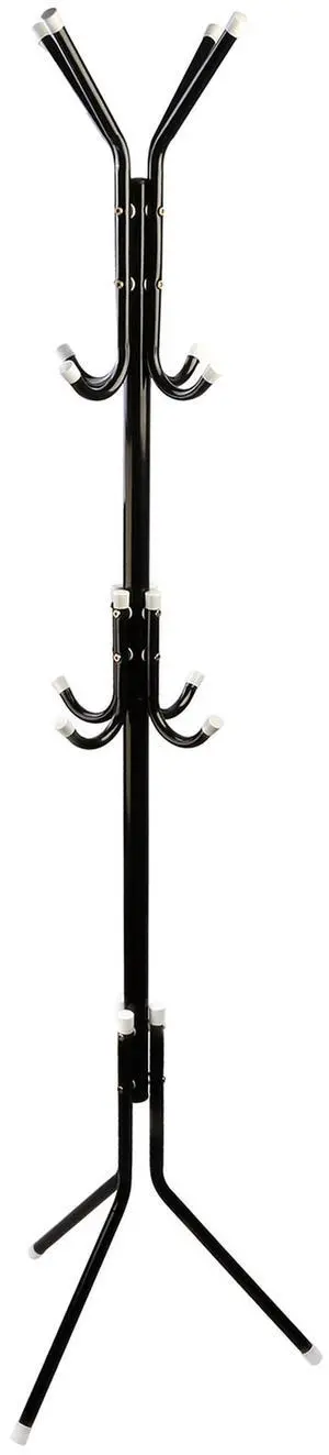 Fresh Fab Finds Coat Rack Organizer w/ Hooks for Entryway Bedroom Office - Black - One size