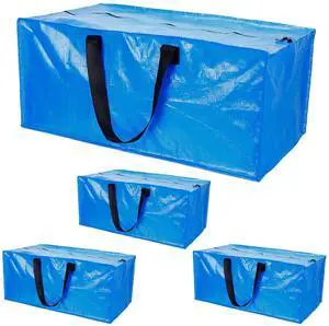 Fresh Fab Finds 4Pcs Heavy Duty Moving Bags Reusable Plastic Zippered Storage Totes - Blue - One size