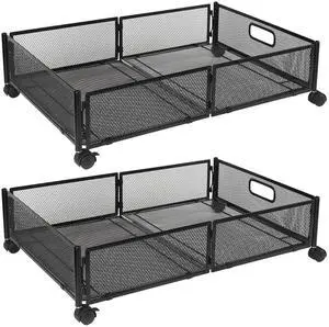 Fresh Fab Finds 2Pk Under Bed Rolling Storage Bins Clothes Shoe Cart w/ Wheels - Black - One size Fresh Fab Finds 2Pk Under Bed Rolling Storage Bins Clothes Shoe Cart w/ Wheels - Black - One size
