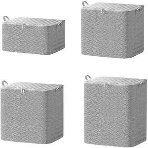 Fresh Fab Finds 4Pk Foldable Non-Woven Storage Bags w/ Zipper Lids & Handles 30150L - Gray - One size