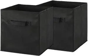 Fresh Fab Finds 2Pk Non-Woven Fabric Storage Cubes w/ Handles Foldable Shelf Bins - Black - 2 pcs Fresh Fab Finds 2Pk Non-Woven Fabric Storage Cubes w/ Handles Foldable Shelf Bins - Black - 2 pcs