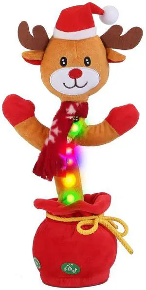 Fresh Fab Finds Electric Dancing Christmas Elk Plush Toy with Lights, Music & Recording - Elk - One Size