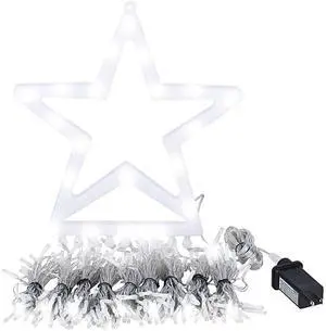 Fresh Fab Finds Christmas Hanging Waterfall String Light with Star Topper Timer IP65 Waterproof - White - One size Fresh Fab Finds Christmas Hanging Waterfall String Light with Star Topper Timer IP65 Waterproof - White - One size