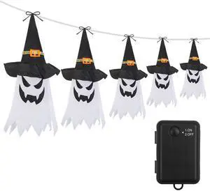 Fresh Fab Finds Halloween Ghost Witch Hat Light Lantern 11.6FT Outdoor Decorative - White - One size Fresh Fab Finds Halloween Ghost Witch Hat Light Lantern 11.6FT Outdoor Decorative - White - One size