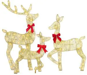 Fresh Fab Finds 3-Pcs 2D Lighted Christmas Deer Family Set with 8 Lighting Modes - Multicolored - Fresh Fab Finds 3-Pcs 2D Lighted Christmas Deer Family Set with 8 Lighting Modes - Multicolored -