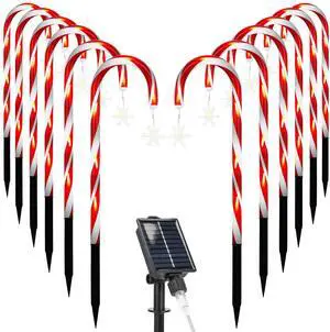 Fresh Fab Finds Solar Christmas Candy Cane Lights 12PCS 72LED Outdoor Pathway - Snowflake -
