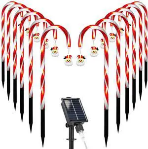 Fresh Fab Finds Solar Christmas Candy Cane Lights 12PCS 72LED Outdoor Pathway - Santa -