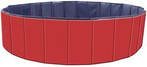 Fresh Fab Finds Foldable PVC Pet Swimming Pool Kiddie Dog Bath Tub Playmat - Red - One size