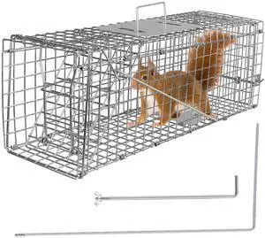 Fresh Fab Finds Humane Cat Trap Cage Collapsible Galvanized Rodent Trap for Small Animals - Gray - One size