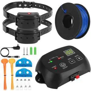 Fresh Fab Finds Dog Fence System w/ 100 Levels 2 Receivers Waterproof Rechargeable - Black - 2 pack Fresh Fab Finds Dog Fence System w/ 100 Levels 2 Receivers Waterproof Rechargeable - Black - 2 pack