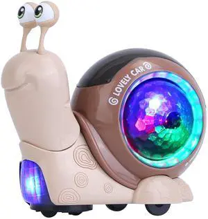 Fresh Fab Finds Crawling Snail Baby Toy with Music RGB Lights & Obstacle Avoidance - Brown - One Size Fresh Fab Finds Crawling Snail Baby Toy with Music RGB Lights & Obstacle Avoidance - Brown - One Size