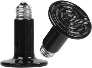 Fresh Fab Finds 2-Pack Ceramic Infrared Reptile Heat Lamps, 150W - Black - One size
