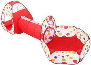 Fresh Fab Finds 3-in-1 Kids Crawl Tunnel Tent Ball Pit Playhouse w/ Bag - Pink - One size