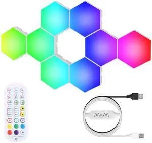 Fresh Fab Finds 8Pcs RGBW Hexagon Wall Panels App Music Sync LED Light - Multi - One size Fresh Fab Finds 8Pcs RGBW Hexagon Wall Panels App Music Sync LED Light - Multi - One size