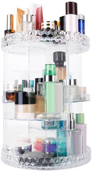 Fresh Fab Finds 360° Rotating Clear Makeup Organizer w/ 4 Trays Top Shelf - Gray - One size Fresh Fab Finds 360° Rotating Clear Makeup Organizer w/ 4 Trays Top Shelf - Gray - One size
