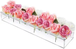 Fresh Fab Finds 18-Hole Acrylic Flower Vase Centerpiece Rectangular Modern - Gray - 18-Hole Fresh Fab Finds 18-Hole Acrylic Flower Vase Centerpiece Rectangular Modern - Gray - 18-Hole