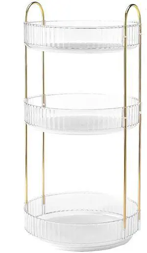 Fresh Fab Finds 3-Tier 360° Rotating Makeup Organizer 55LBS Tray - White - One size