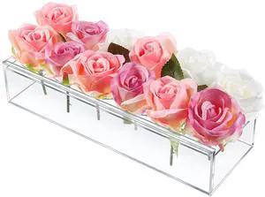 Fresh Fab Finds 12-Hole Acrylic Flower Vase Centerpiece Rectangular Modern - Gray - 12-Hole Fresh Fab Finds 12-Hole Acrylic Flower Vase Centerpiece Rectangular Modern - Gray - 12-Hole