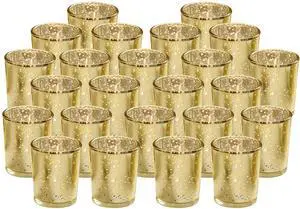 Fresh Fab Finds 24Pcs Mercury Glass Gold Votive Candle Holders Wedding Decor - Yellow - One size