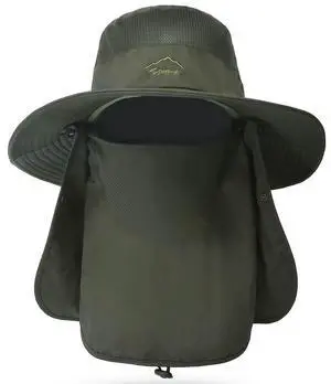 Fresh Fab Finds Fishing Bucket Hat w/ Removable Neck & Face Cover - Green - One size