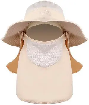 Fresh Fab Finds Fishing Bucket Hat w/ Removable Neck & Face Cover - Beige - One size Fresh Fab Finds Fishing Bucket Hat w/ Removable Neck & Face Cover - Beige - One size