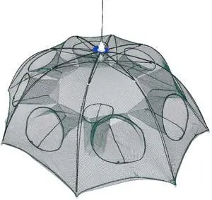 Fresh Fab Finds Foldable Crab Shrimp Minnow Fish Trap Net Cage Mesh - Green - One size