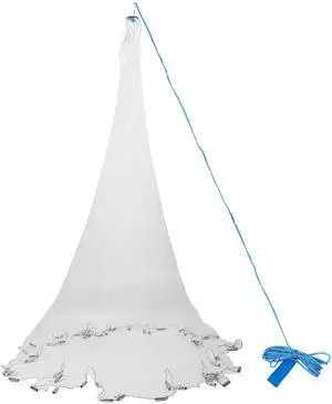 Fresh Fab Finds 8ft Radius Fishing Cast Net w/ Chain Sinkers Easy Throw - White - 8 ft