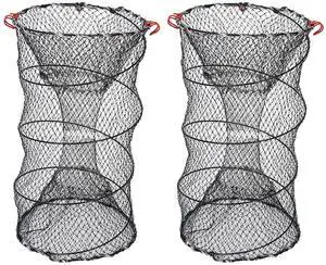 Fresh Fab Finds 2Pcs 22x11.8in Crab Trap Bait Nets Shrimp Lobster Cage - Black - One size Fresh Fab Finds 2Pcs 22x11.8in Crab Trap Bait Nets Shrimp Lobster Cage - Black - One size