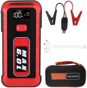 Fresh Fab Finds Car Jump Starter 2500A 25800mAh Battery Pack w/ Flashlight for 6.0L Gas 3.0L Diesel - Black - One size