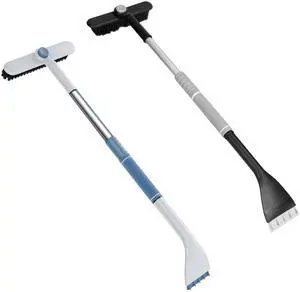 Fresh Fab Finds 2-in-1 Extendable Ice Scraper & Snow Brush w/ Pivoting Head & Sponge Grip - White - One size