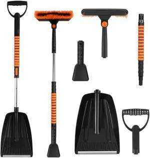 Fresh Fab Finds 5-in-1 Detachable Ice Scraper Kit w/ Extendable Handle & Adjustable Brush - Black - One size