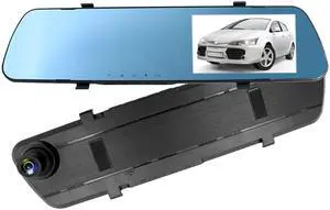 Fresh Fab Finds 1080P 4.3" Dash Cam with 140° Angle, Motion Detect, PIP Display, G-Sensor - Black - One size