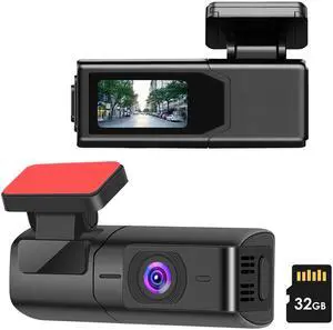 Fresh Fab Finds 2K HD Dash Cam with IPS Screen, 32GB Card, WiFi, Night Vision, 140° View - Black - One size