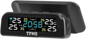 Fresh Fab Finds Wireless Solar Tire Pressure Monitoring System w/ Temp Alarm & Sensors - Black - One size Fresh Fab Finds Wireless Solar Tire Pressure Monitoring System w/ Temp Alarm & Sensors - Black - One size