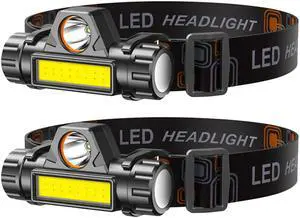 Fresh Fab Finds 2Packs Waterproof Rechargeable Headlamp Flashlight for Running & Hiking - Black - One size
