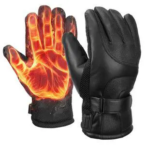 Fresh Fab Finds USB Heated Gloves Touchscreen Leather Thermal Windproof for Skiing & Biking - Black - One size Fresh Fab Finds USB Heated Gloves Touchscreen Leather Thermal Windproof for Skiing & Biking - Black - One size