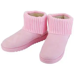 Fresh Fab Finds Womens Mid-Calf Snow Boots Suede Short Plush Lining Knit Design Anti-Slip - Pink - 7 Fresh Fab Finds Womens Mid-Calf Snow Boots Suede Short Plush Lining Knit Design Anti-Slip - Pink - 7