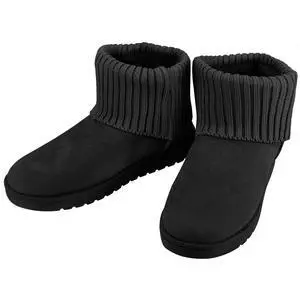 Fresh Fab Finds Womens Mid-Calf Snow Boots Suede Plush Lining Knit Design Anti-Slip - Black - 10 Fresh Fab Finds Womens Mid-Calf Snow Boots Suede Plush Lining Knit Design Anti-Slip - Black - 10