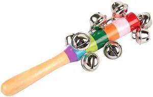 Fresh Fab Finds Rainbow Color Wooden Handbell Pram Rattle Toy for Infants - Multi - One size