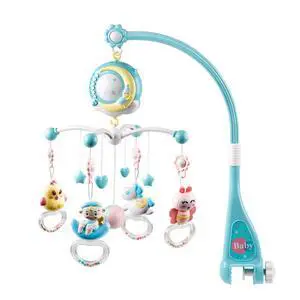 Fresh Fab Finds Musical Crib Mobile w/ Star Projection, Remote, Music Box & Rattle Toy - Blue - One size