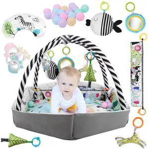 Fresh Fab Finds 4-in-1 Baby Gym Ball Pit Lounger w/ Fence, Pillow, Balls & Toys - Multi - One size
