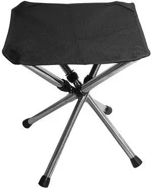 Fresh Fab Finds Foldable Camping Stool Lightweight Retractable Chair w/ Carry Bag for Hiking Fishing BBQ - Black - Large