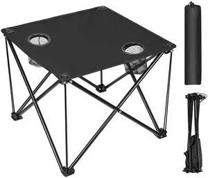 Fresh Fab Finds Portable Foldable Camping Table w/ Cup Holder & Carry Bag - Black - One size Fresh Fab Finds Portable Foldable Camping Table w/ Cup Holder & Carry Bag - Black - One size
