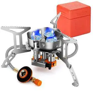 Fresh Fab Finds 4000W Portable Camping Stove Foldable Gas Burner w/ Piezo Ignition & Case - Gray - One size