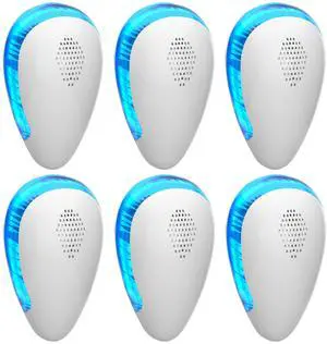 Fresh Fab Finds 6-Pack Ultrasonic Pest Repellers Plug-In Bug Control for Mosquitoes & Spiders - White - One size