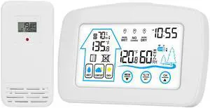 Fresh Fab Finds Wireless Weather Station w/ Clock, Indoor/Outdoor Sensor, Temp & Humidity Monitor - White - One size