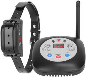 Fresh Fab Finds 328FT Wireless GPS Dog Fence System w/ Rechargeable Collar, Beep & Vibration - Black - 1 pack